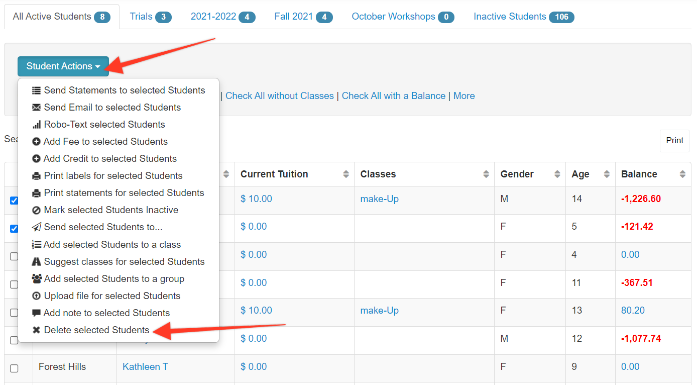 how-do-i-delete-a-bunch-of-students-at-one-time-dance-studio-pro